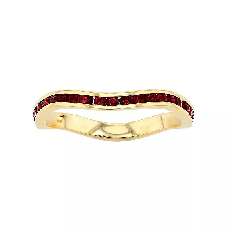 Traditions 18k Gold Over Silver Birthstone Crystal Wave Ring, Womens Gold Over Sterling Jan Product Image