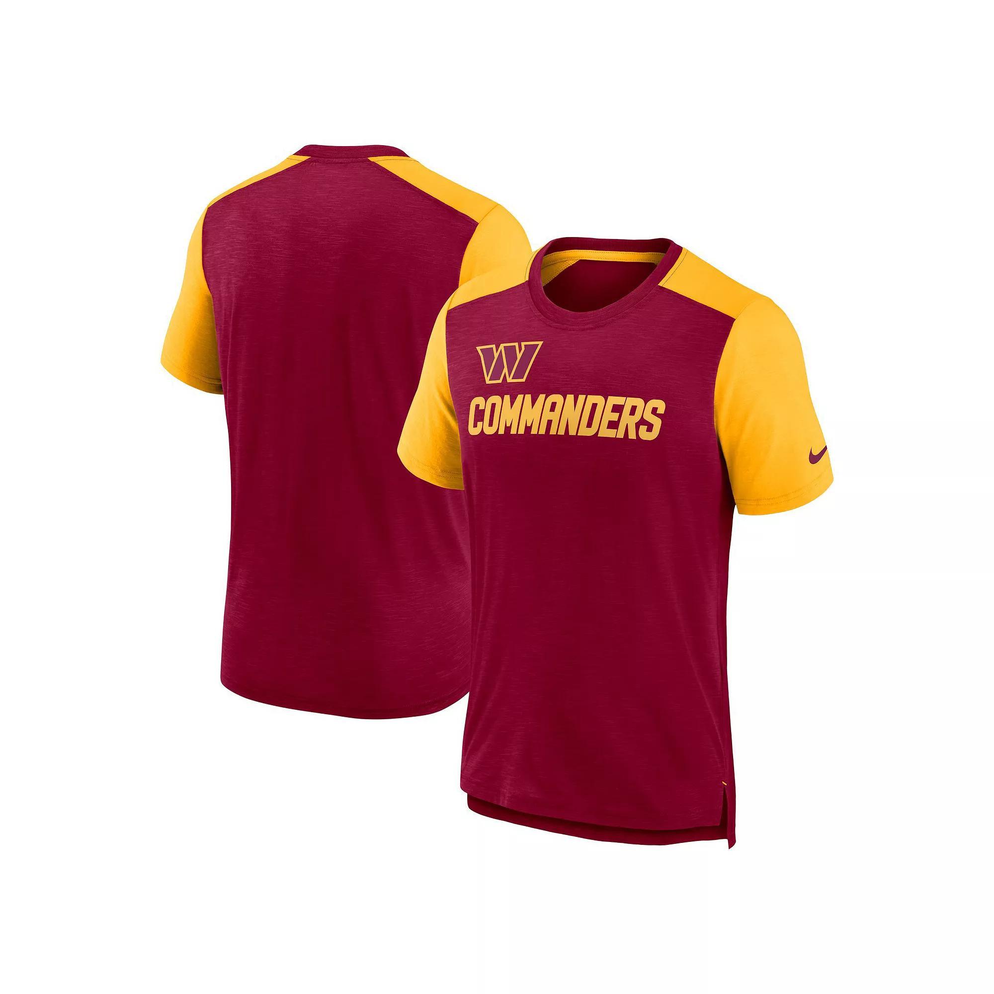 Men's Nike Heathered Burgundy/Heathered Gold Washington Commanders Color Block Team Name T-Shirt, Size: XL, Wft Red Product Image