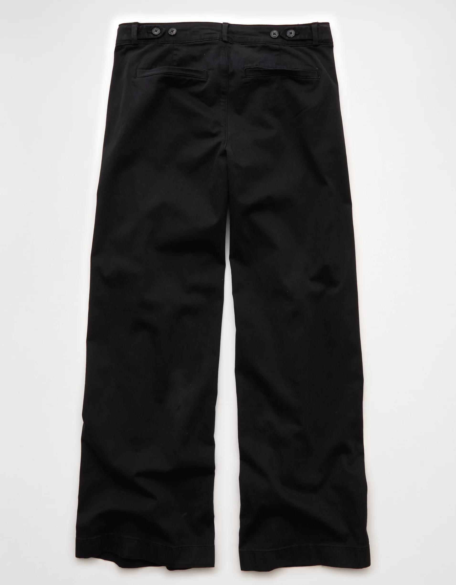 AE Stretch Low-Rise Wide-Leg Khaki Pant Product Image