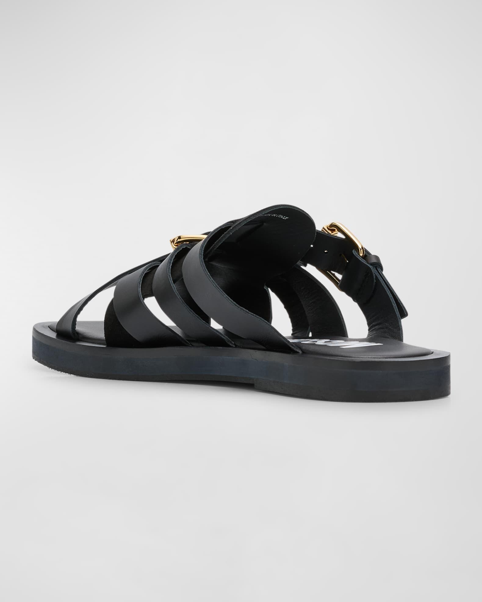 Men's Strappy Leather Slide Sandals Product Image