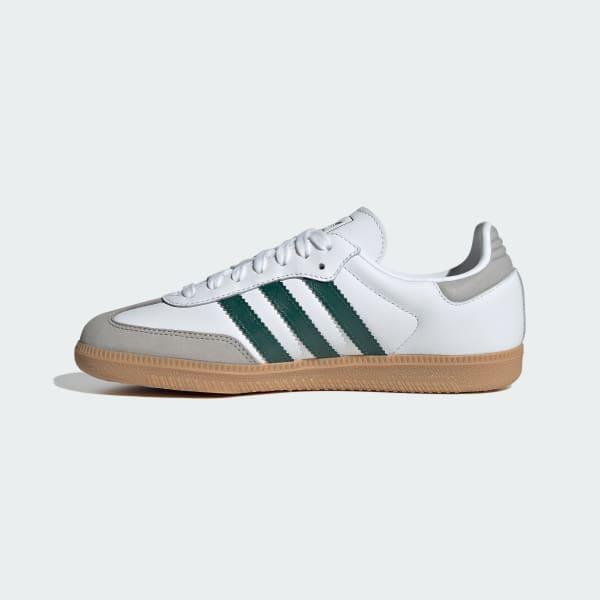 Womens adidas Samba OG Athletic Shoe - Cloud White / Collegiate Green / Grey Two Product Image