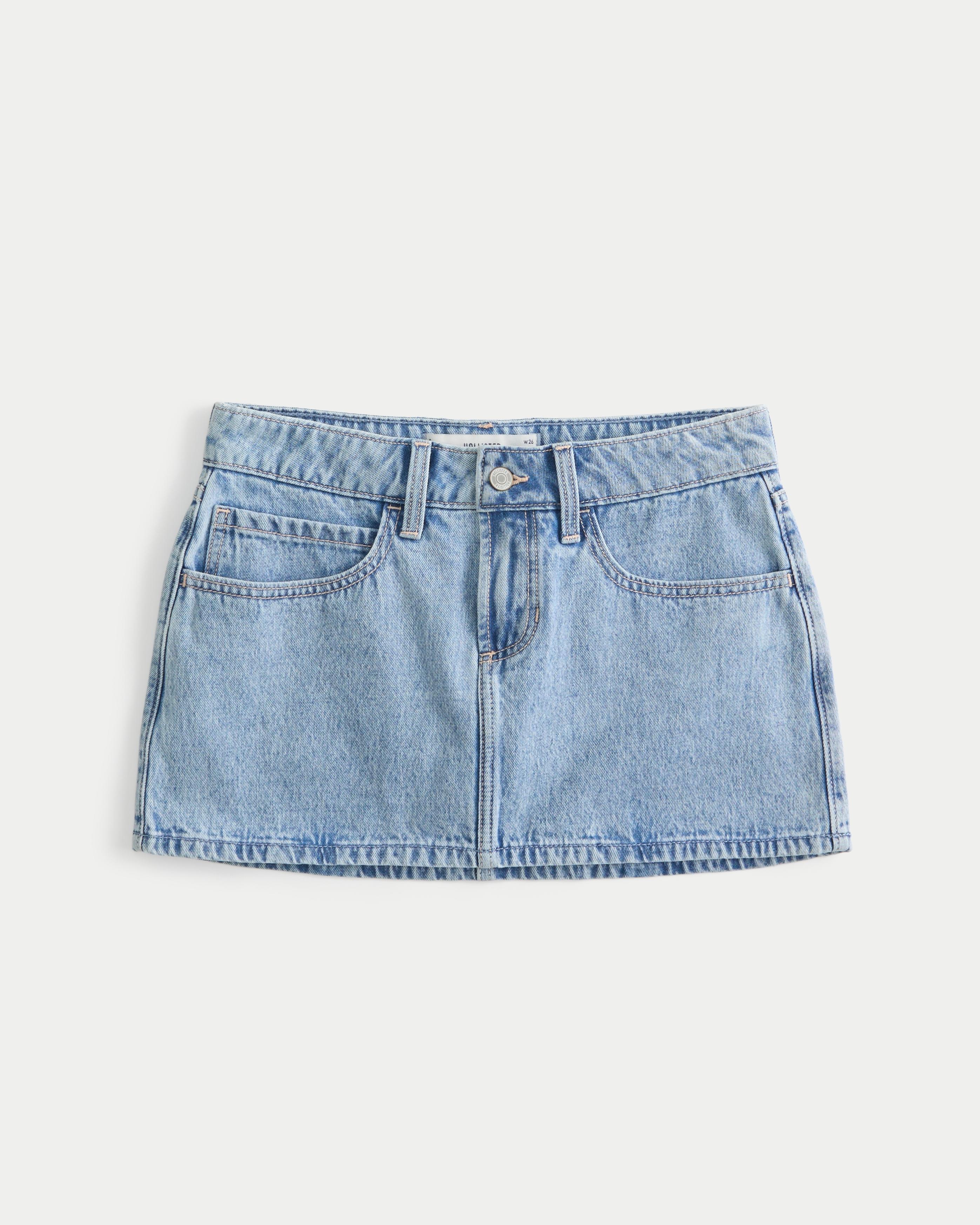 Low-Rise Star Embroidered Denim Mini Skort Product Image