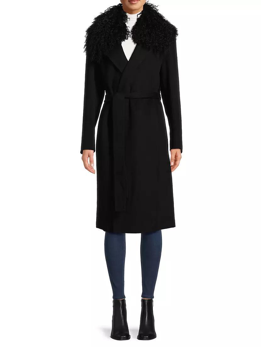 Shirley Shearling Collar Wool Coat Product Image