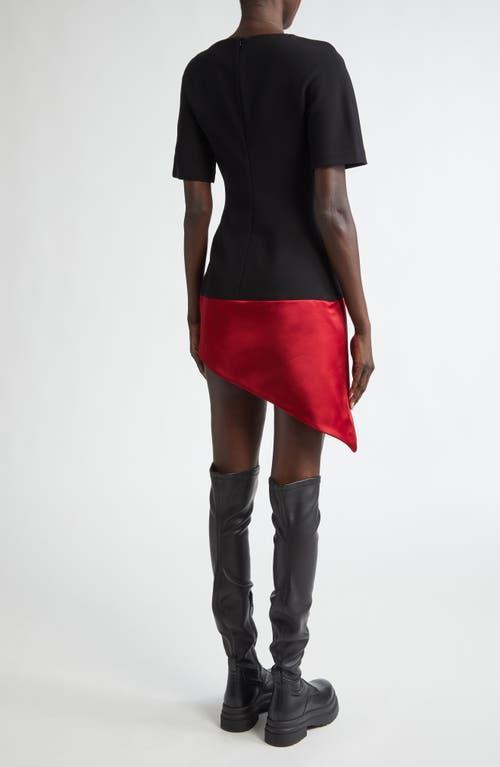 JW ANDERSON Double Crepe Diagonal Hem Mini Dress In Black/red Product Image