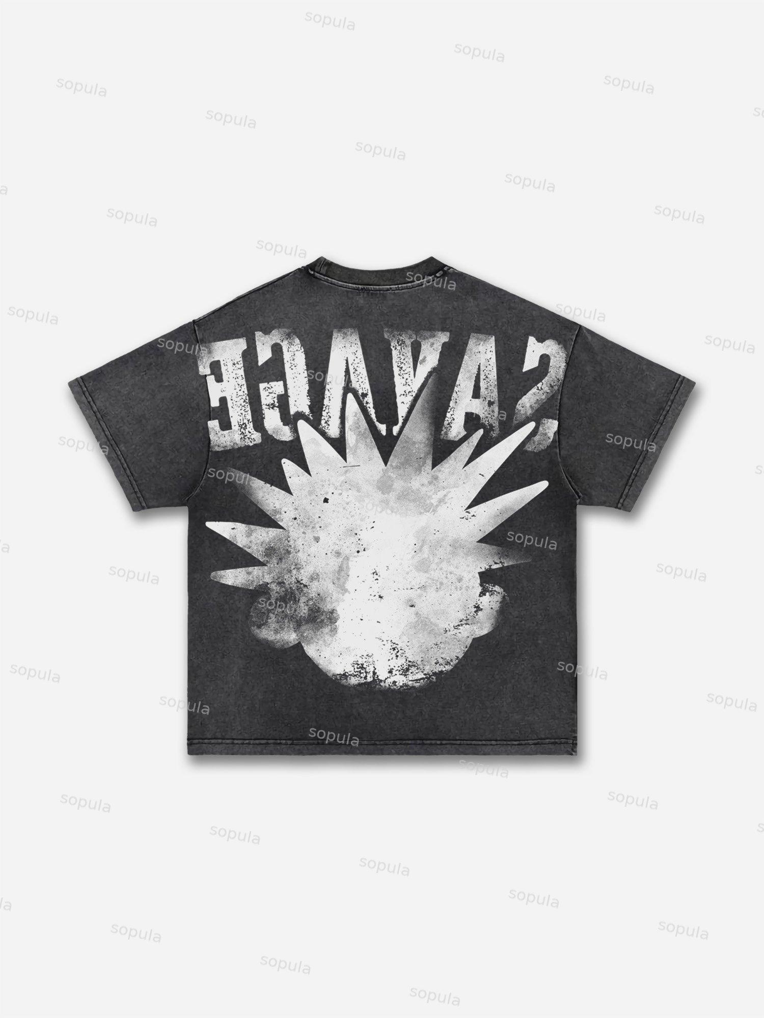 Savage The Brain Explodes Graphic Acid Wash T-shirt Product Image