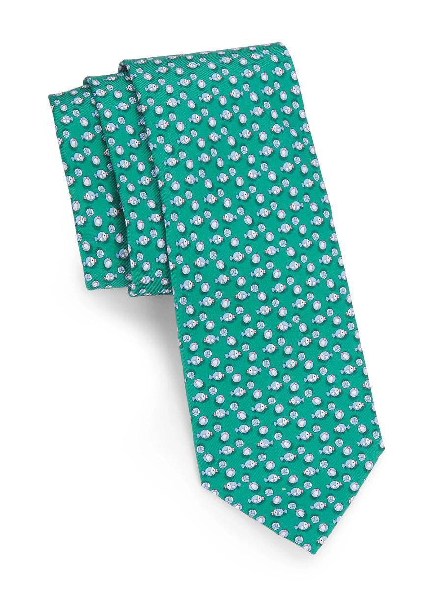 Mens Fish-Print Silk Tie Product Image