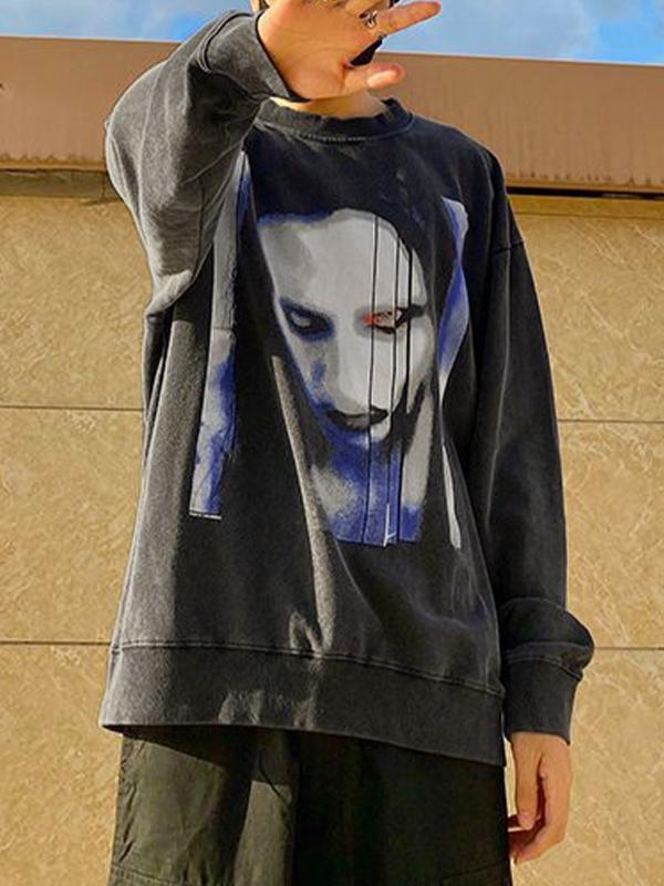 Men's Fleece Street Portrait Print Sweatshirt Product Image