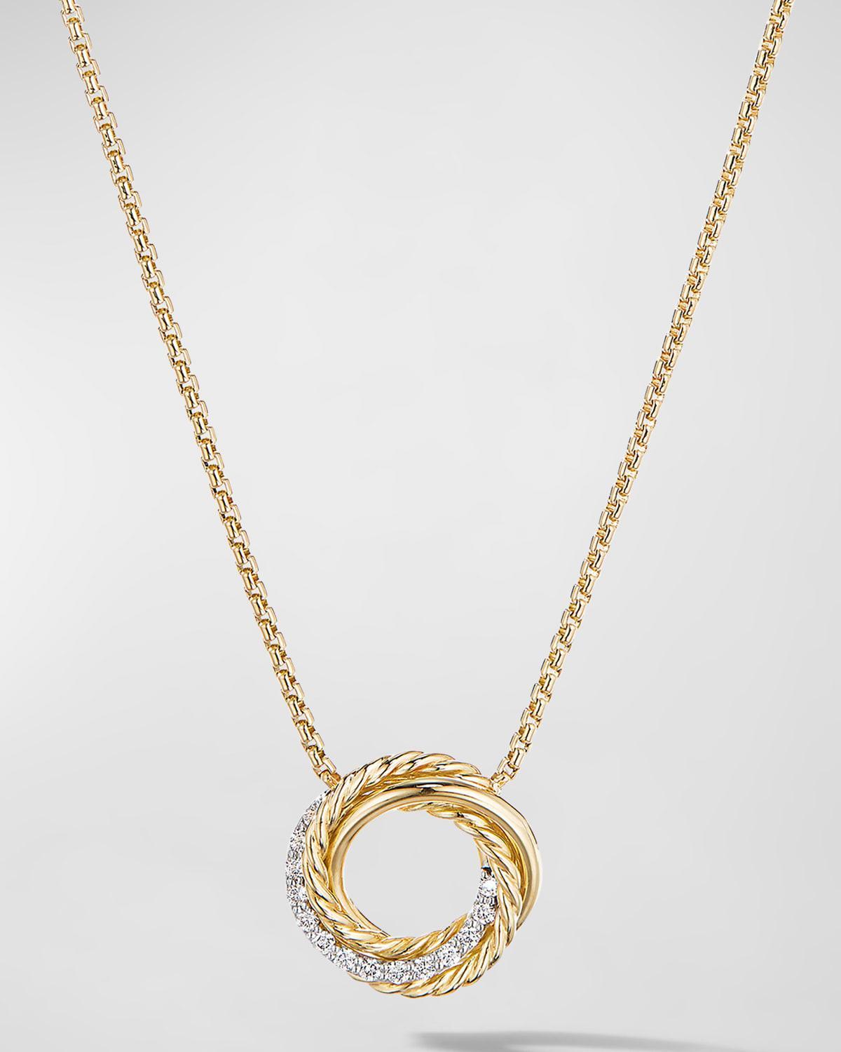 Crossover Pendant Necklace with Diamonds in 18K Gold, 14.5mm, 17L Product Image