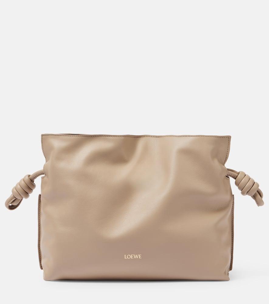 LOEWE Flamenco Medium Leather Clutch In Neutral Product Image