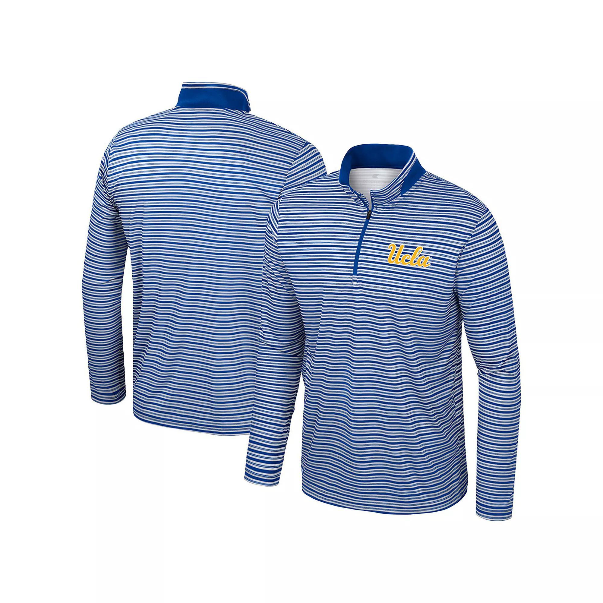Men's Colosseum Navy West Virginia Mountaineers Striped Quarter-Zip Top,  Product Image