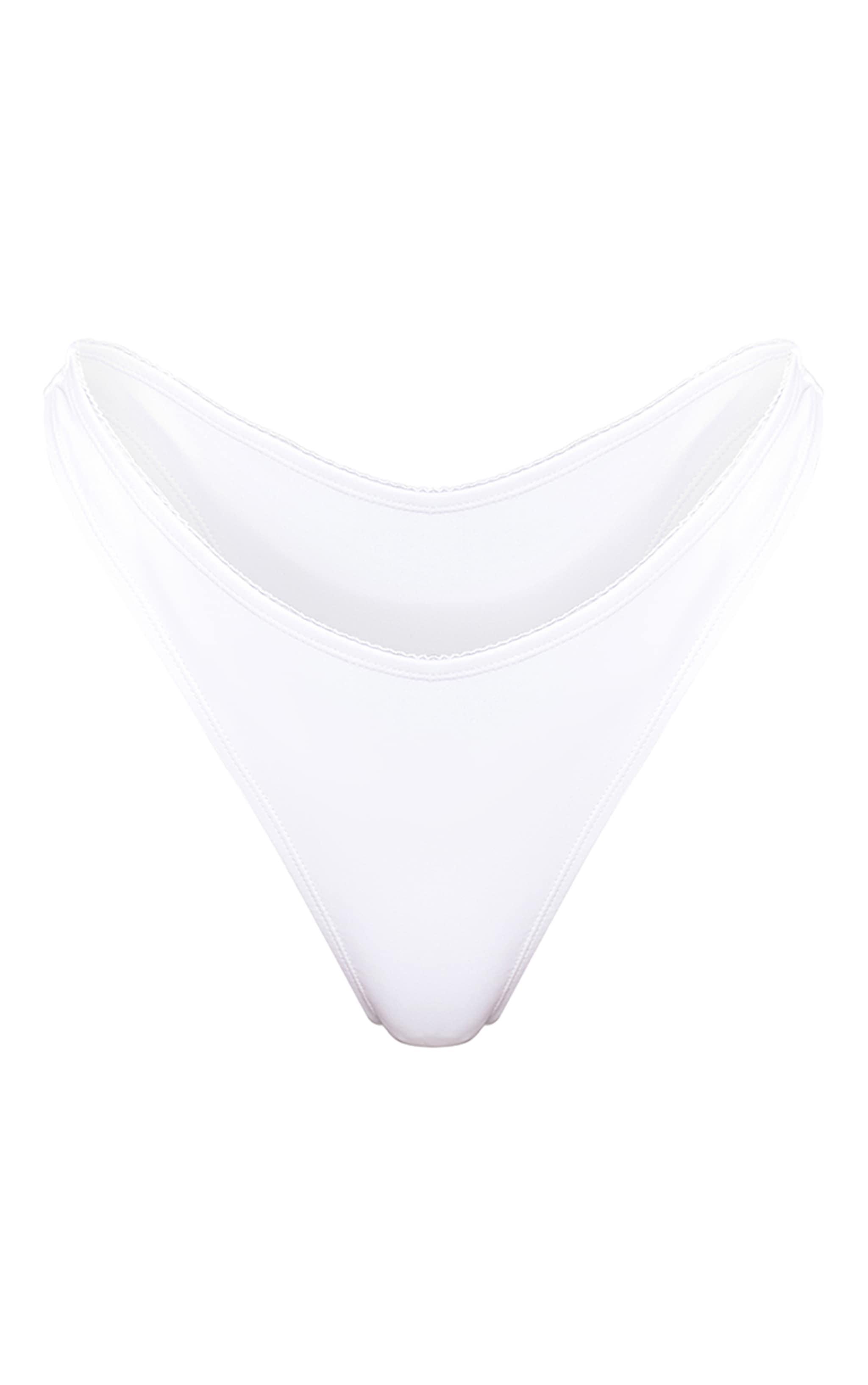 White Frill Edge High Leg Bikini Bottoms Product Image