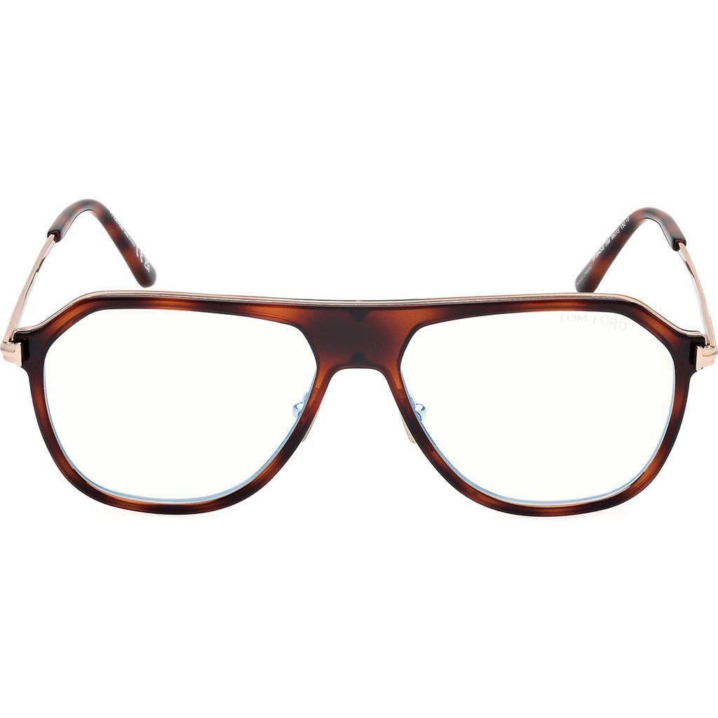 TOM FORD 56mm Pilot Blue Light Blocking Optical Glasses In Brown Product Image