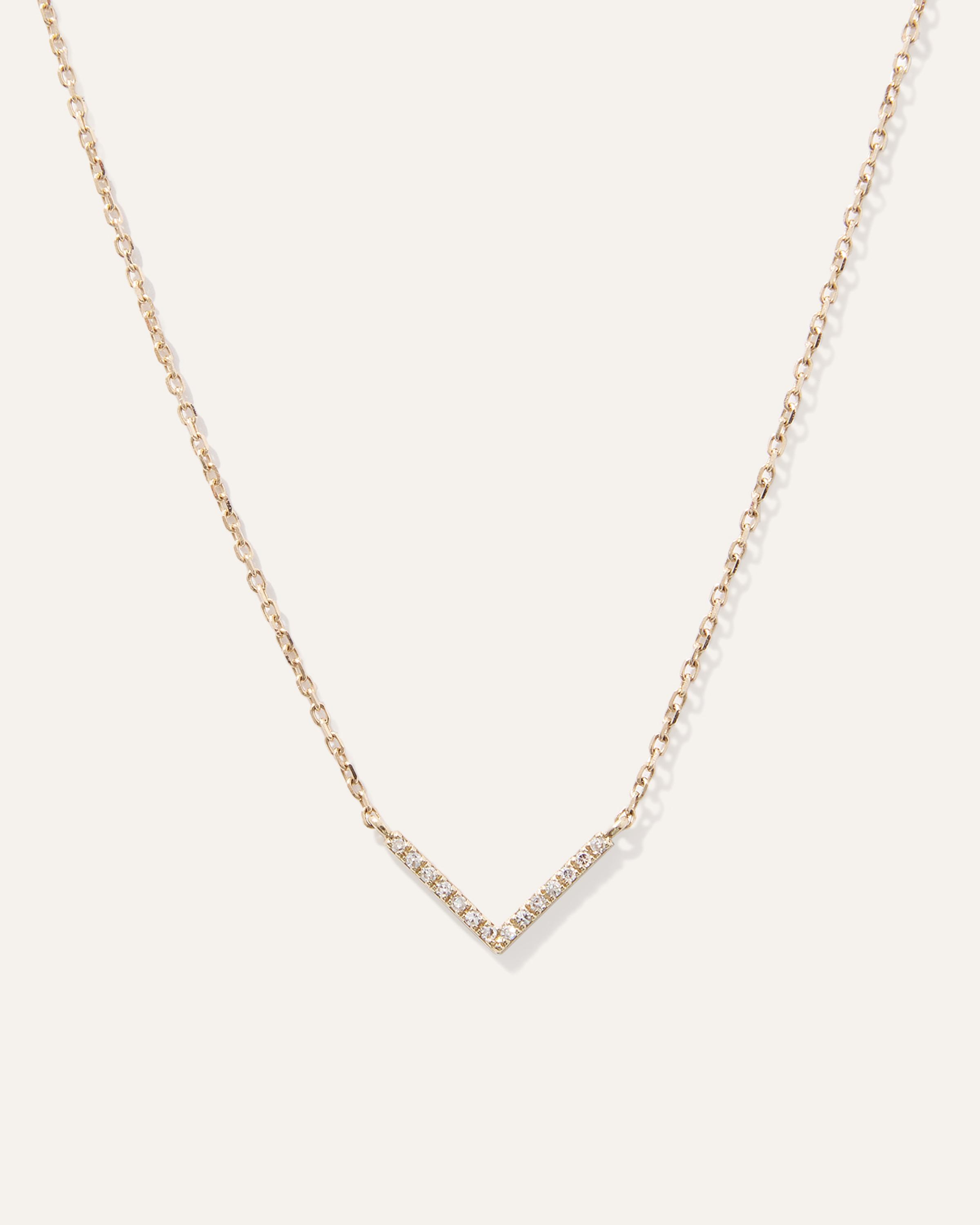 14K Gold Diamond V Necklace Product Image