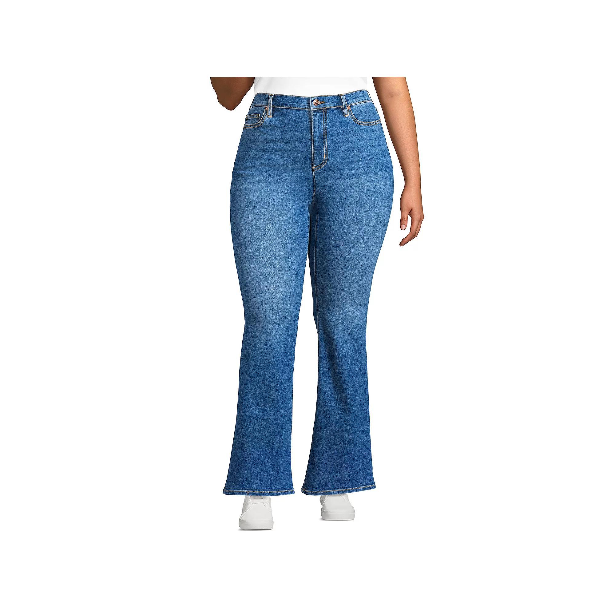 Plus Size Lands' End High-Rise Skinny Flare Jeans, Women's, Size: 16 W, Beau Blue Product Image