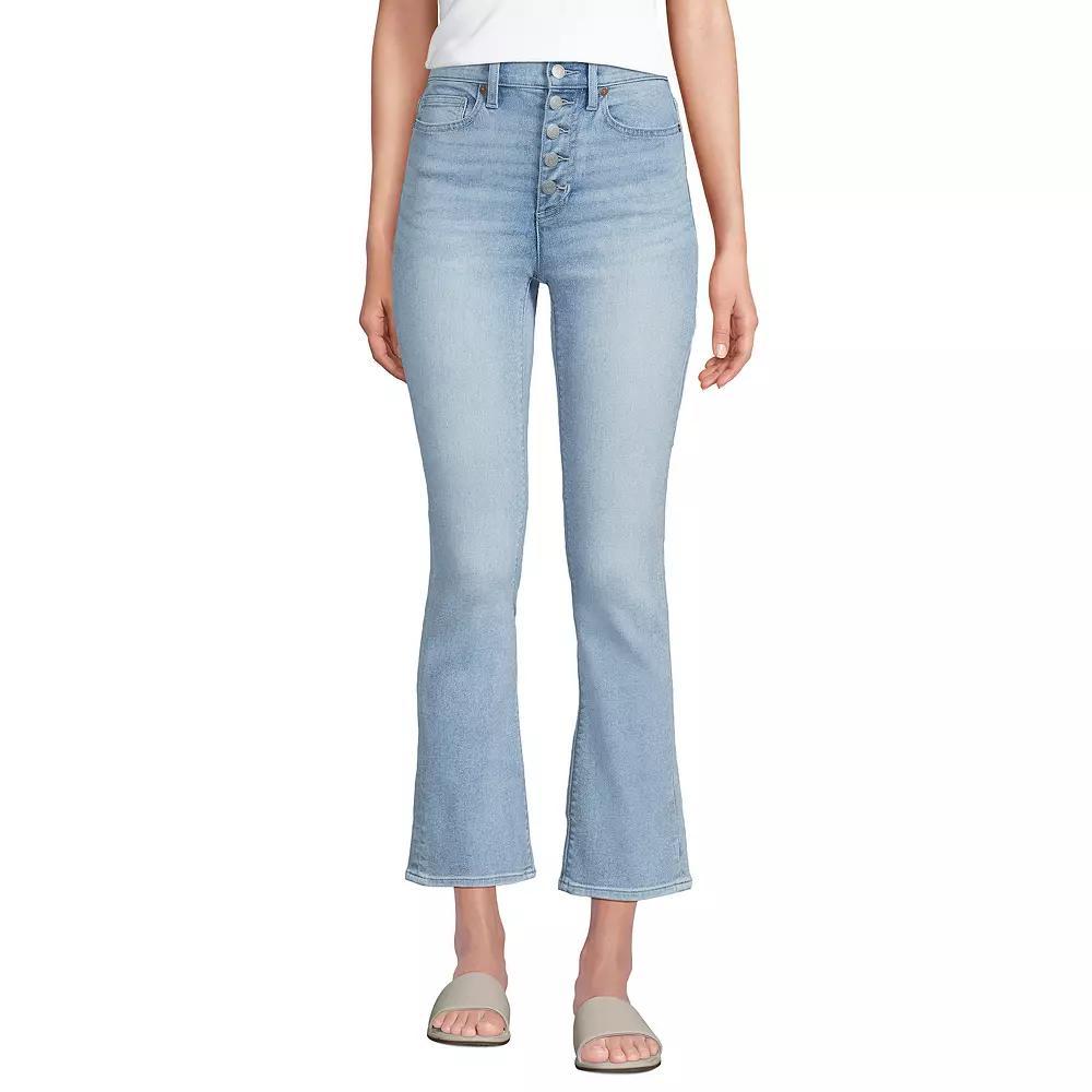 Women's Lands' End Recover High Rise Button Front Kick Flare Crop Jeans,  Product Image