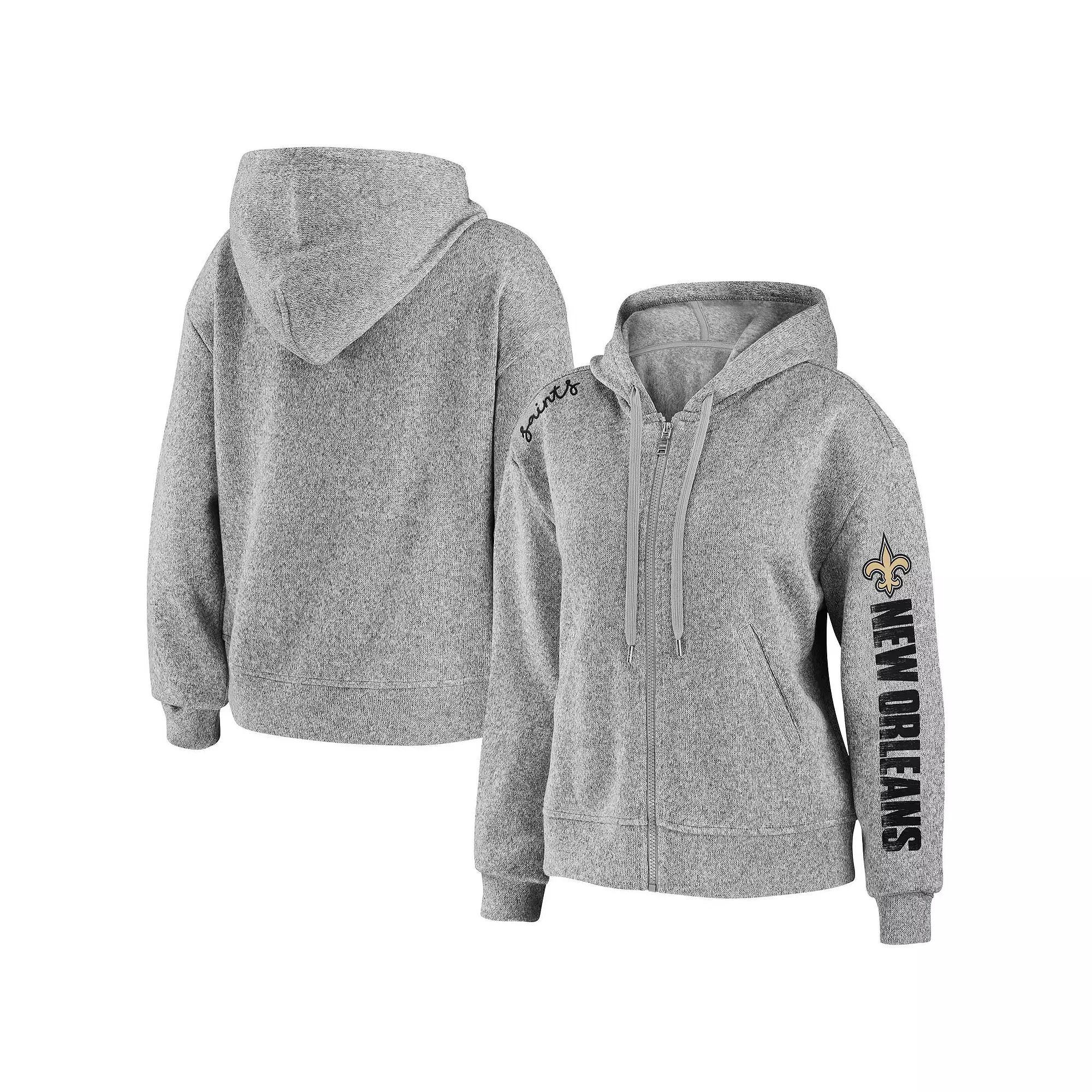 Women's WEAR by Erin Andrews Heathered Gray New Orleans Saints Full-Zip Hoodie,  Product Image