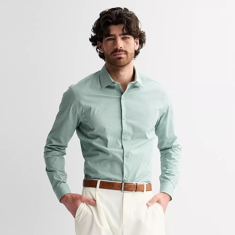Men's Apt. 9® Premier Flex Slim-Fit Wrinkle Resistant Dress Shirt, Size: Medium-34/35, Green Allover Floral Product Image