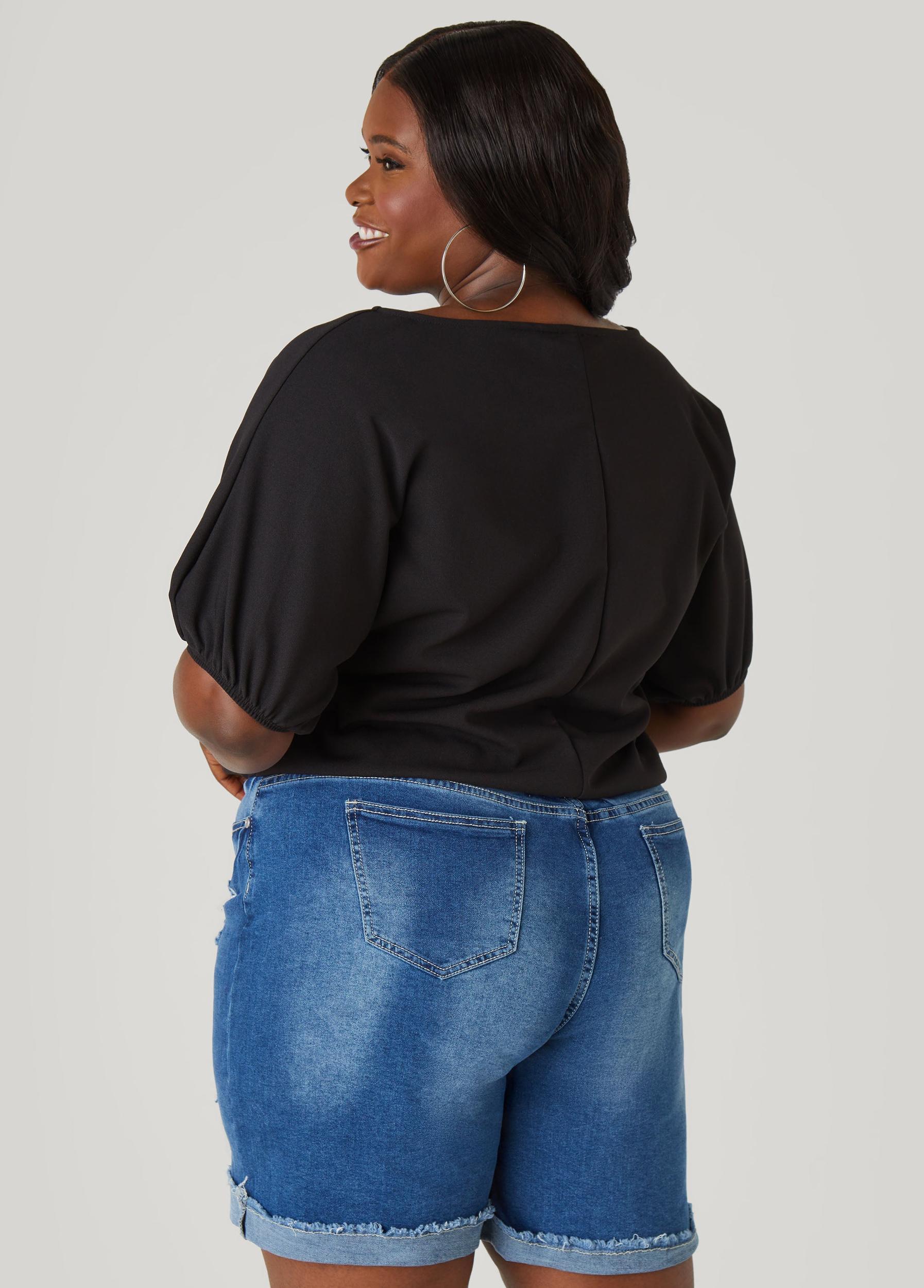 Plus Size Cropped Bubble Top Ashley Stewart Product Image
