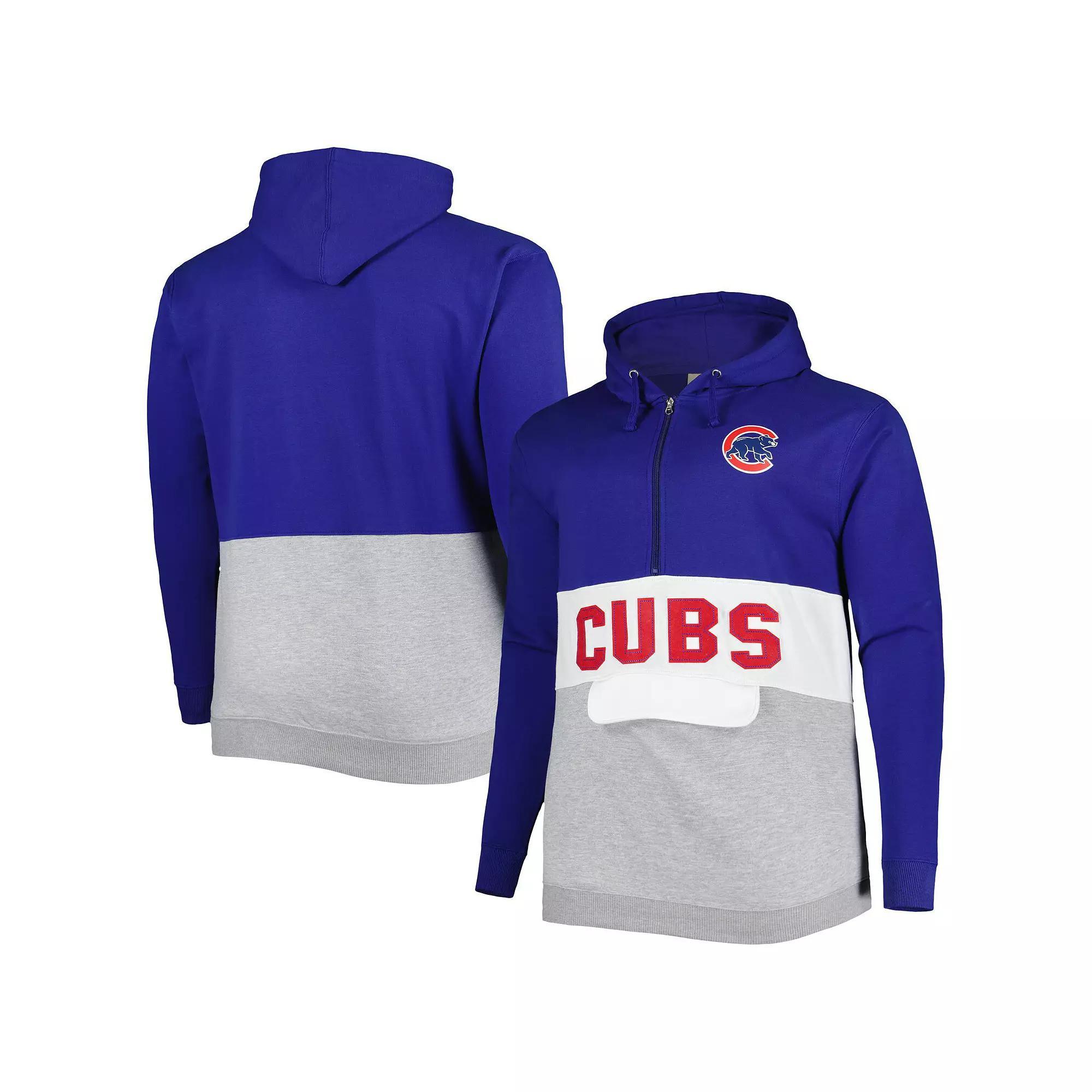 Men's Royal/White Chicago Cubs Big & Tall Fleece Half-Zip Hoodie, Size: 5XB, Blue Product Image