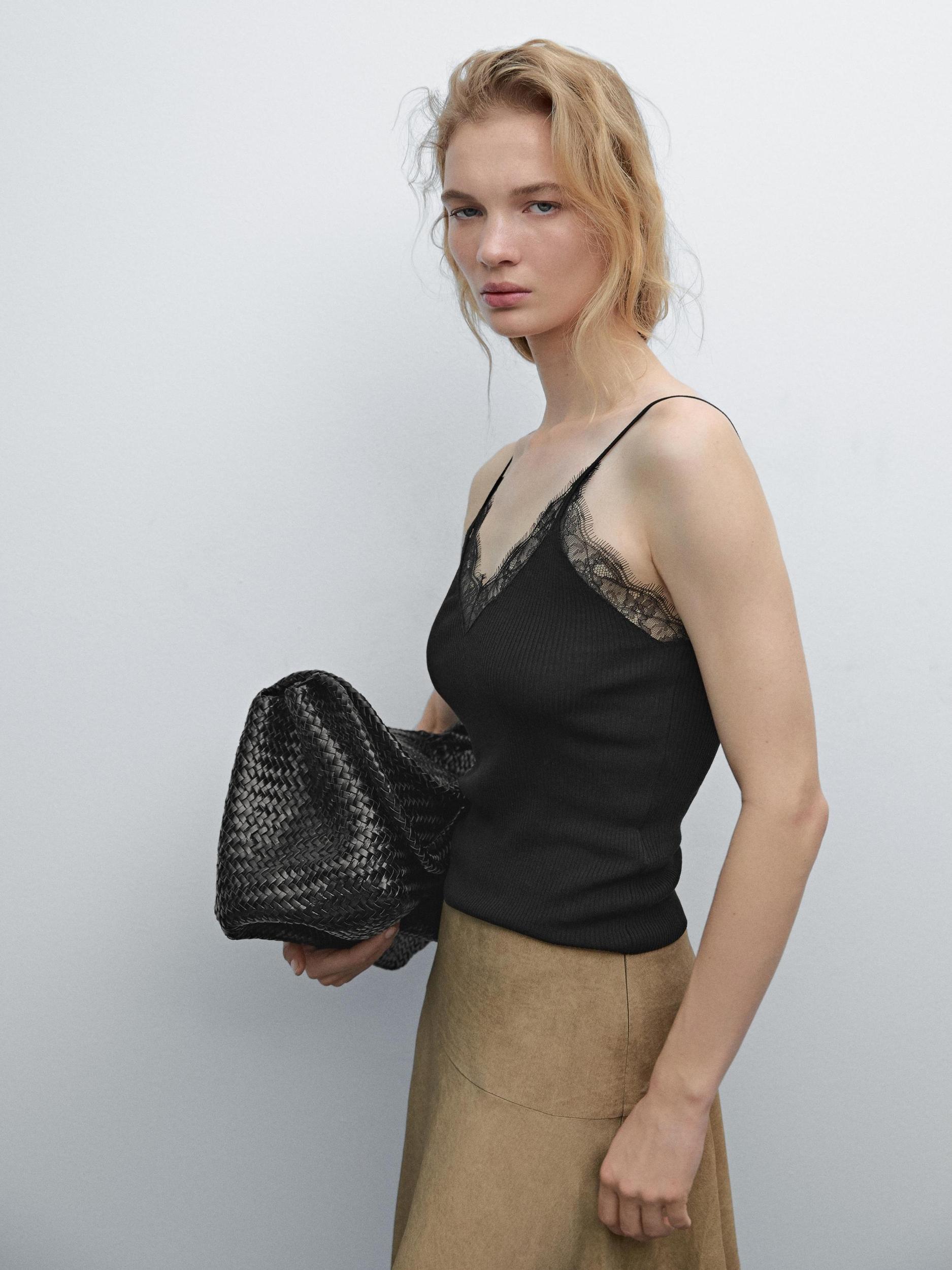 Lace-trimmed camisole top Product Image