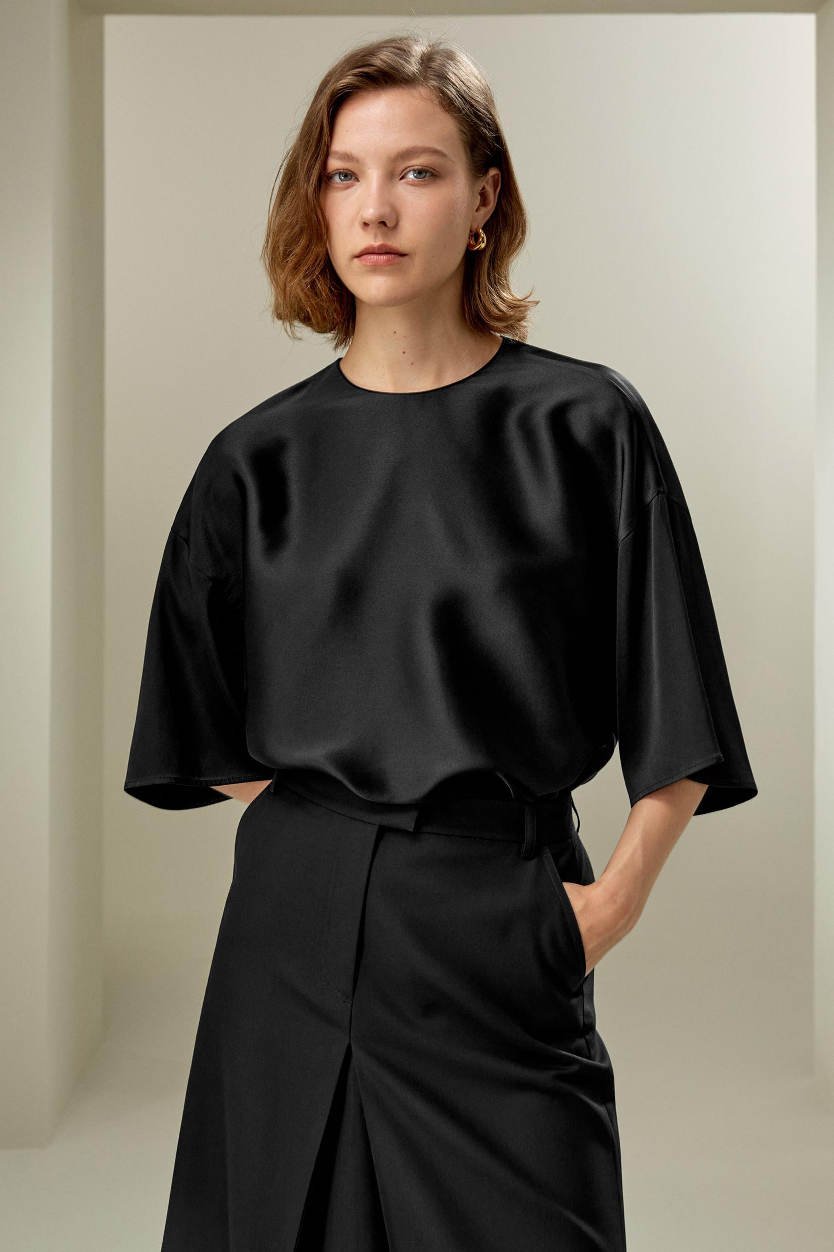 Relaxed Silk Crewneck Blouse Product Image