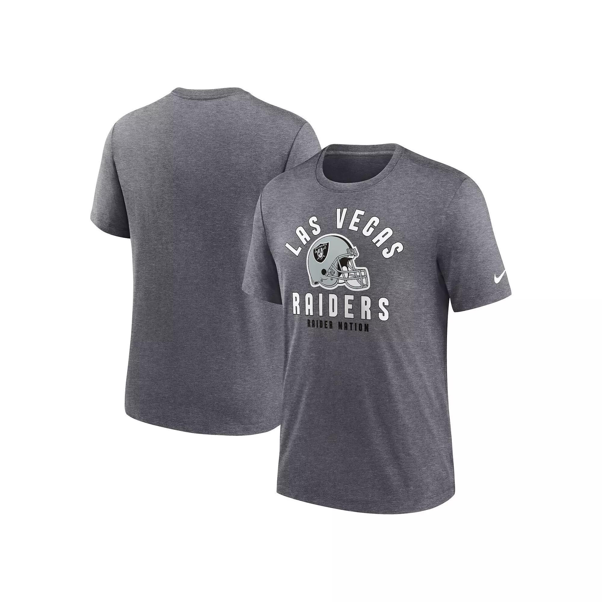 Men's Nike Heather Charcoal Las Vegas Raiders Helmet Tri-Blend T-Shirt,  Product Image