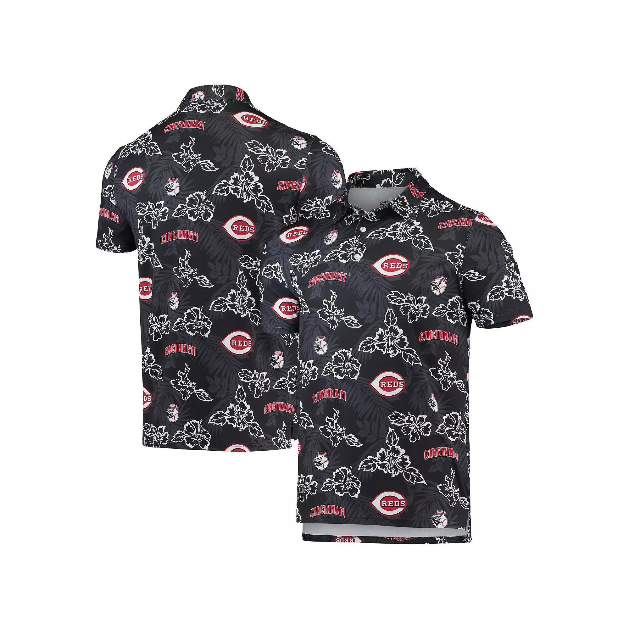 Men's Reyn Spooner Black Cincinnati Reds Performance Polo, Size: Small, Red Black Product Image