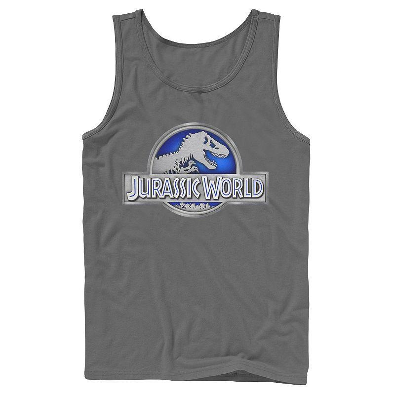 Mens Jurassic World Classic Blue Glow Fossil Logo Graphic Tank Top Product Image