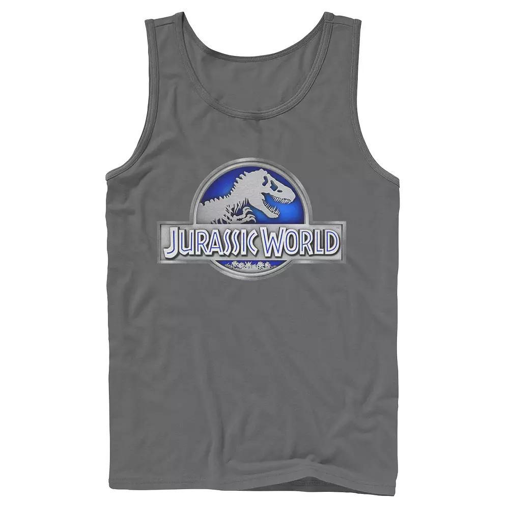 Men's Jurassic World Classic Blue Glow Fossil Logo Graphic Tank Top,  Product Image