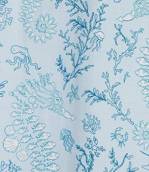 Caribbean Seahorse Print Short Sleeve Woven Camp Shirt Product Image