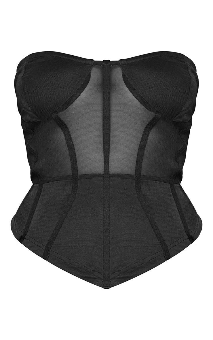 Plus Black Structured Mesh Corset Product Image