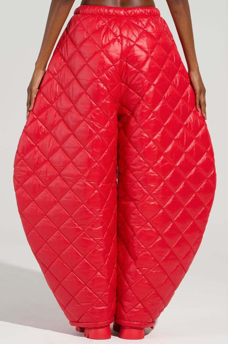 VIVI OVERSIZED PUFFER PANTS IN RED Product Image