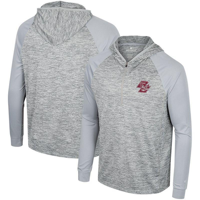 Mens Colosseum Gray Louisville Cardinals Cybernetic Raglan Quarter-Zip Hooded Top Product Image