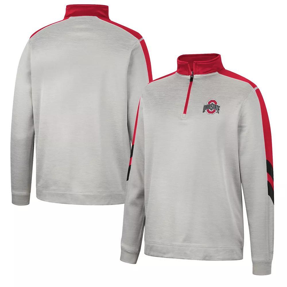 Men's Colosseum Gray/Scarlet Ohio State Buckeyes Bushwood Fleece Quarter-Zip Jacket,  Product Image