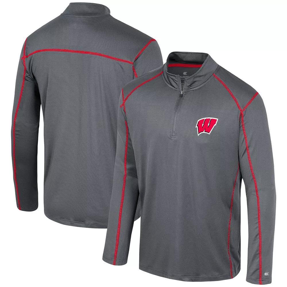 Men's Colosseum Black Wisconsin Badgers Cameron Quarter-Zip Windshirt, Size: Large Product Image