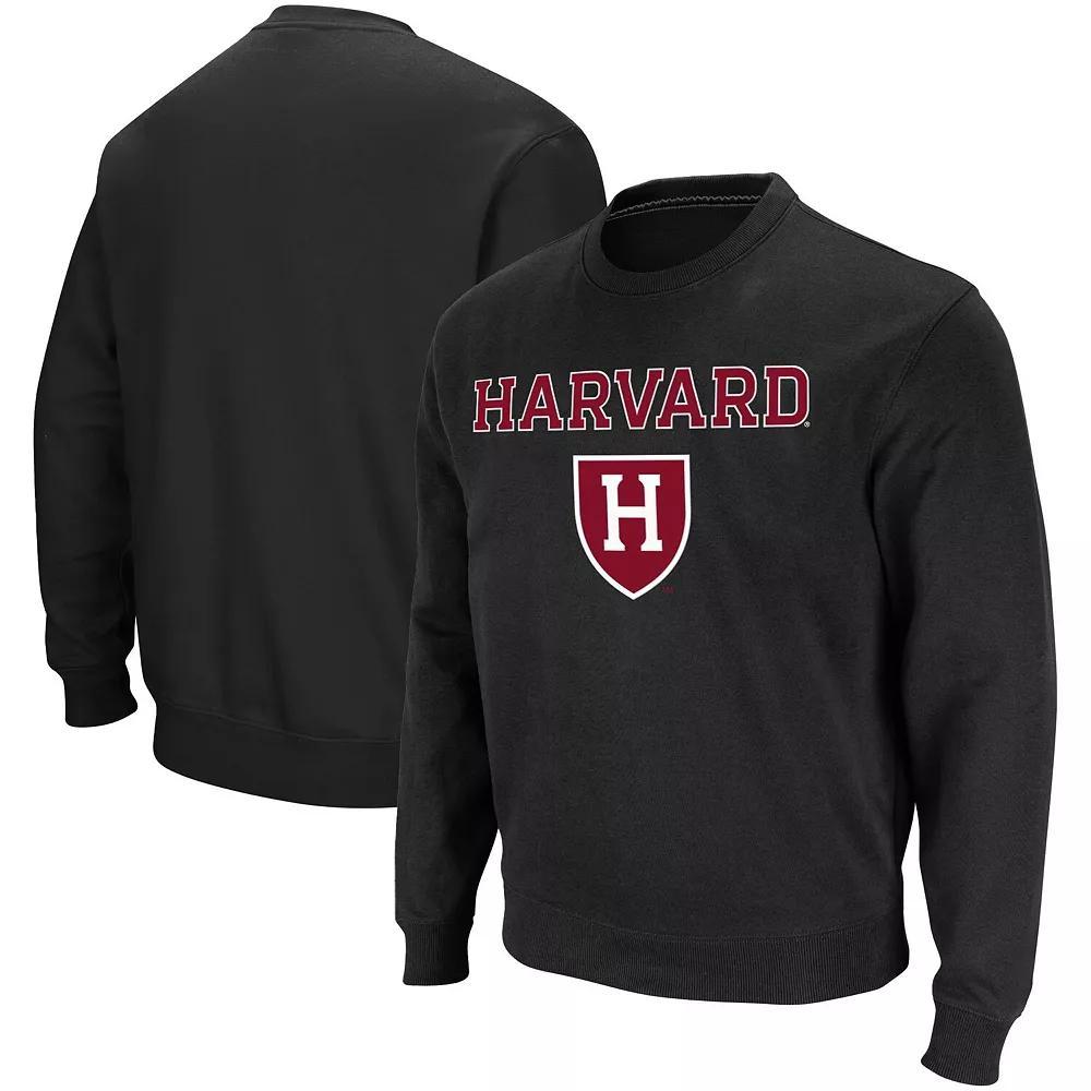 Men's Colosseum Black Harvard Crimson Team Arch & Logo Tackle Twill Pullover Sweatshirt, Size: 2XL, Har Black Product Image