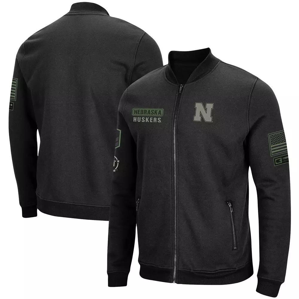 Men's Colosseum Black Nebraska Huskers OHT Military Appreciation High-Speed Bomber Full-Zip Jacket,  Product Image