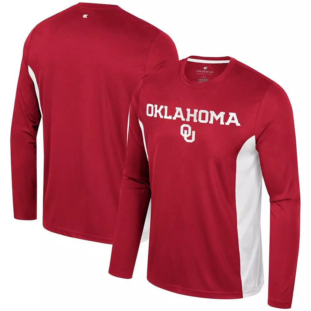 Mens Colosseum Crimson Oklahoma Sooners Warm Up Long Sleeve T-Shirt Product Image