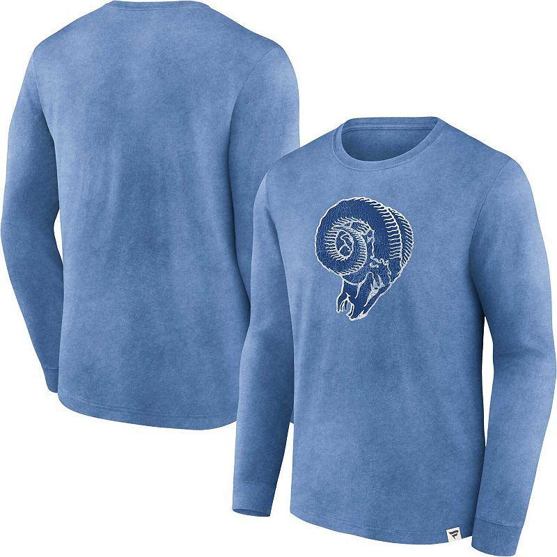 Men's Fanatics Branded  Heather Royal Los Angeles Rams Washed Primary Long Sleeve T-Shirt, Size: Small, Blue Product Image