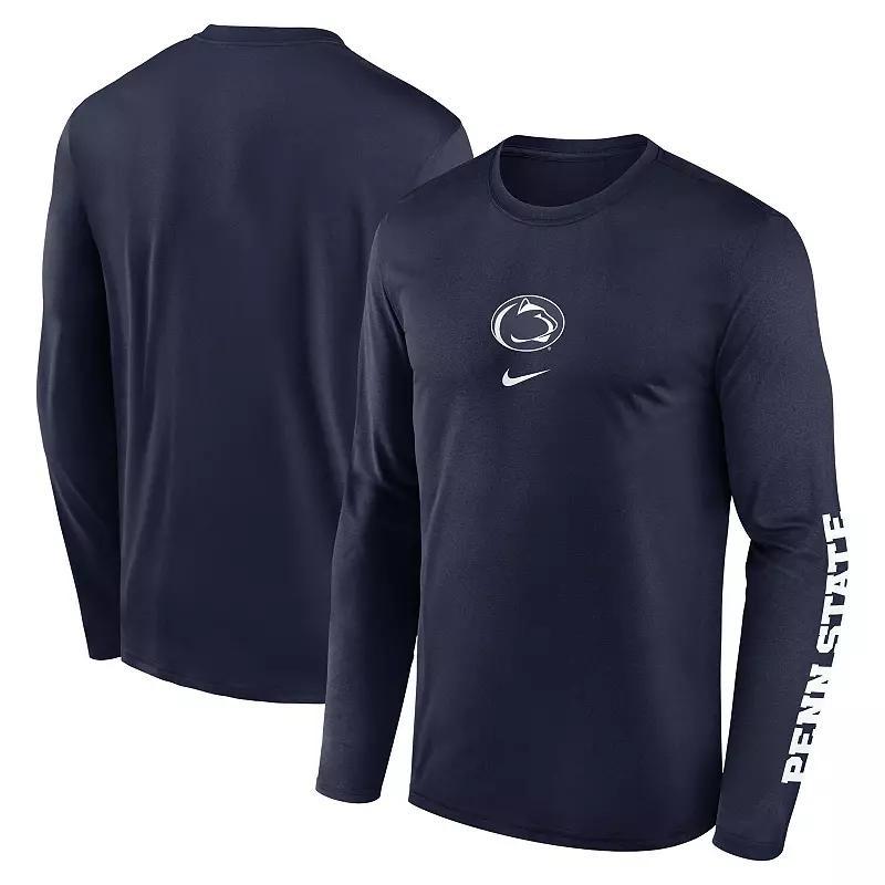 Men's Nike  Navy Penn State Nittany Lions Primetime Center Lockup Two-Hit Legend Long Sleeve T-Shirt, Size: 3XL, Blue Product Image