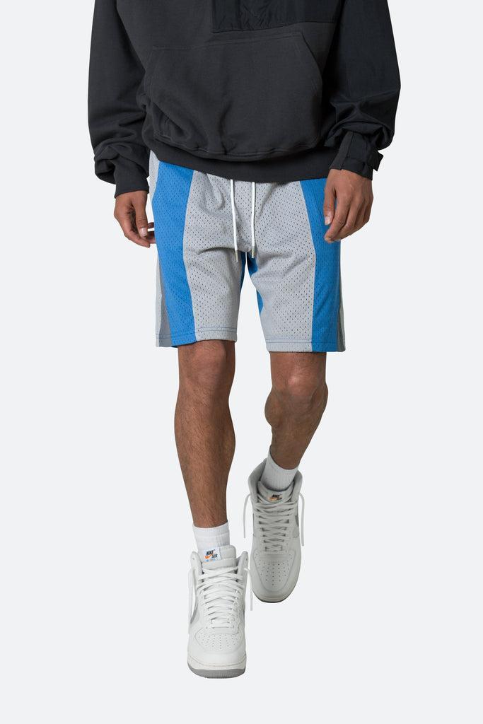 Mesh Paneled Shorts - Blue/Grey Product Image