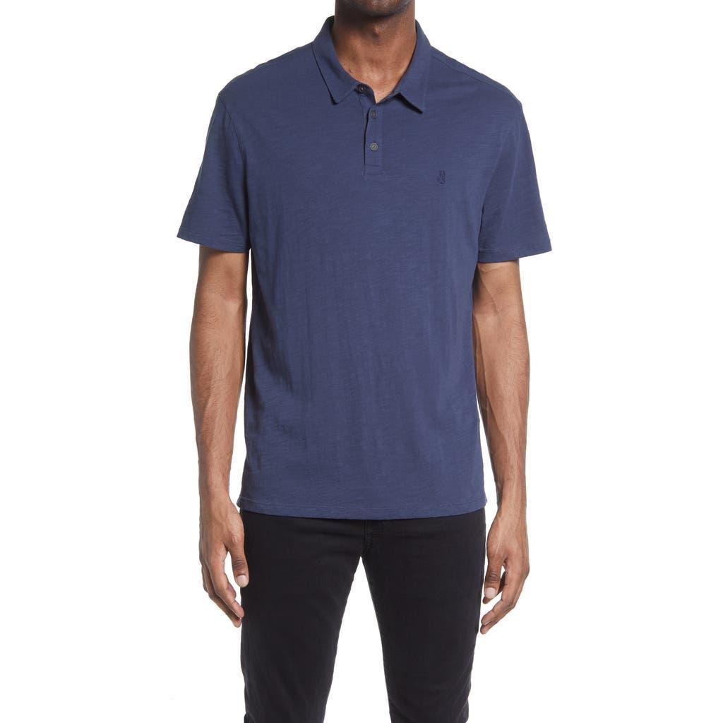 John Varvatos Men's Victor Solid Slub Cotton Polo in Oiled Blue at Nordstrom, Size X-Large Product Image