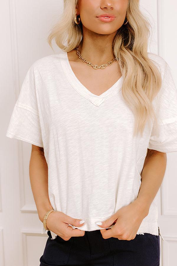 Keeping It Casual Heathered Tee in Cream Product Image