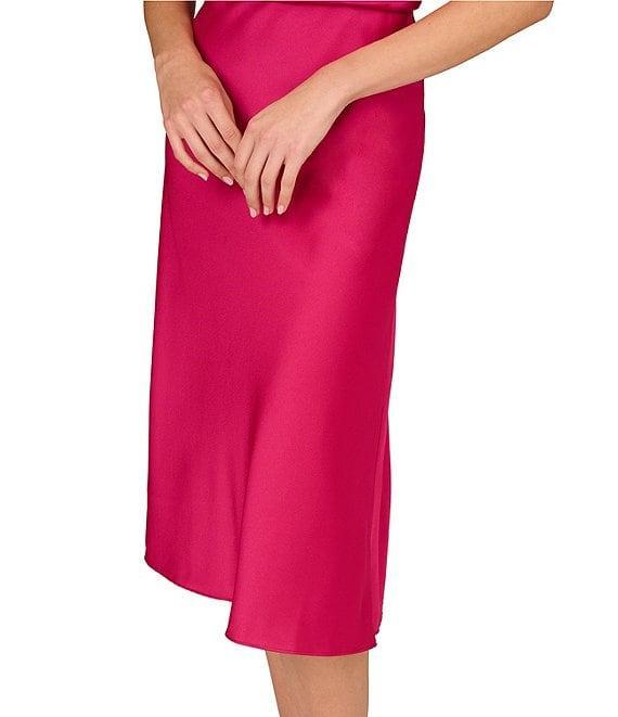 Aidan Mattox Crepe Back Satin One Shoulder Short Sleeve Drape A-Line Midi Dress Product Image