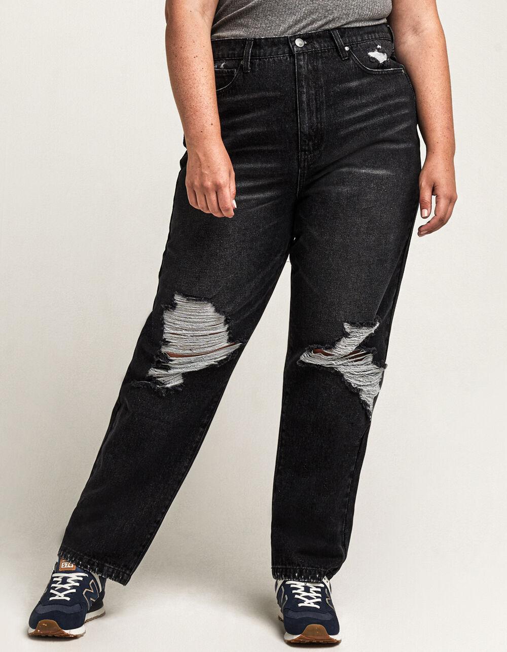 RSQ Destroyed 90s Womens Wash Black Jeans Product Image