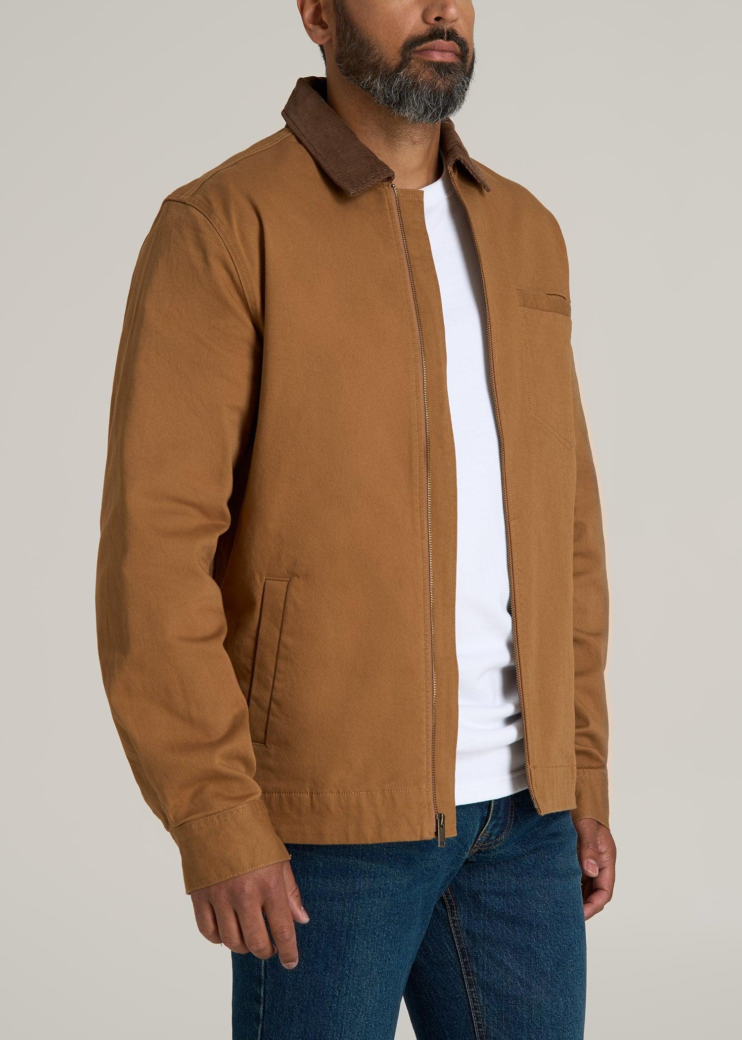 LJ&S Twill Shop Jacket for Tall Men in Dusty Brown Male Product Image