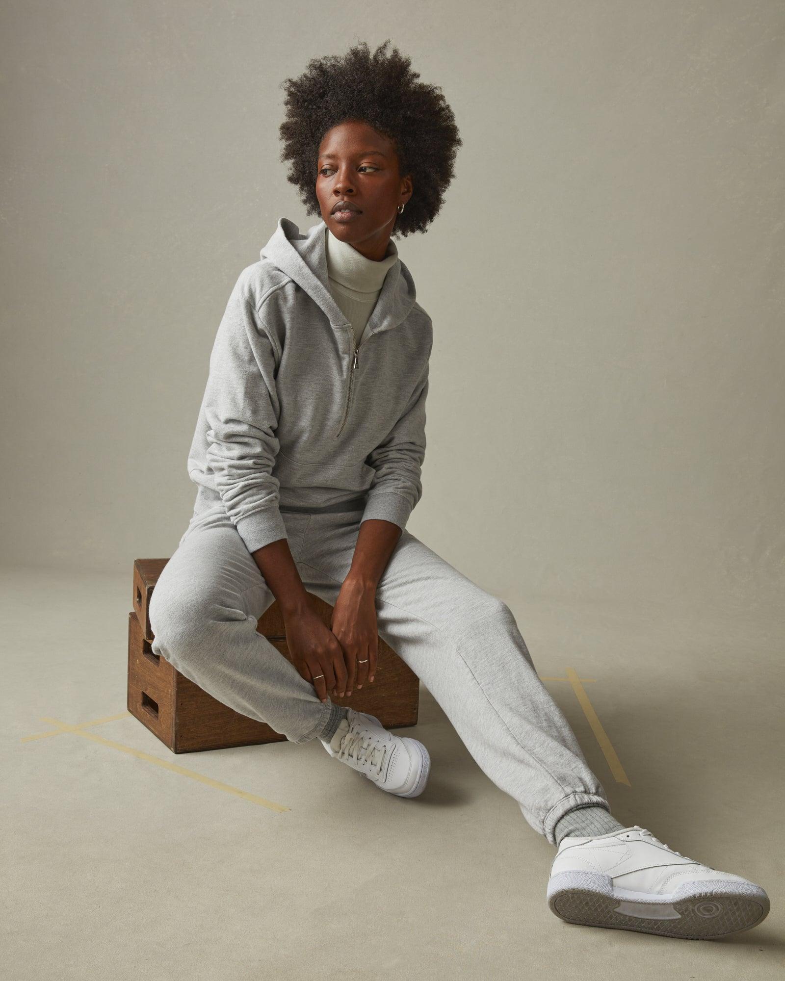 Women's French Terry Half Zip Hoodie - Ash Heather Female Product Image