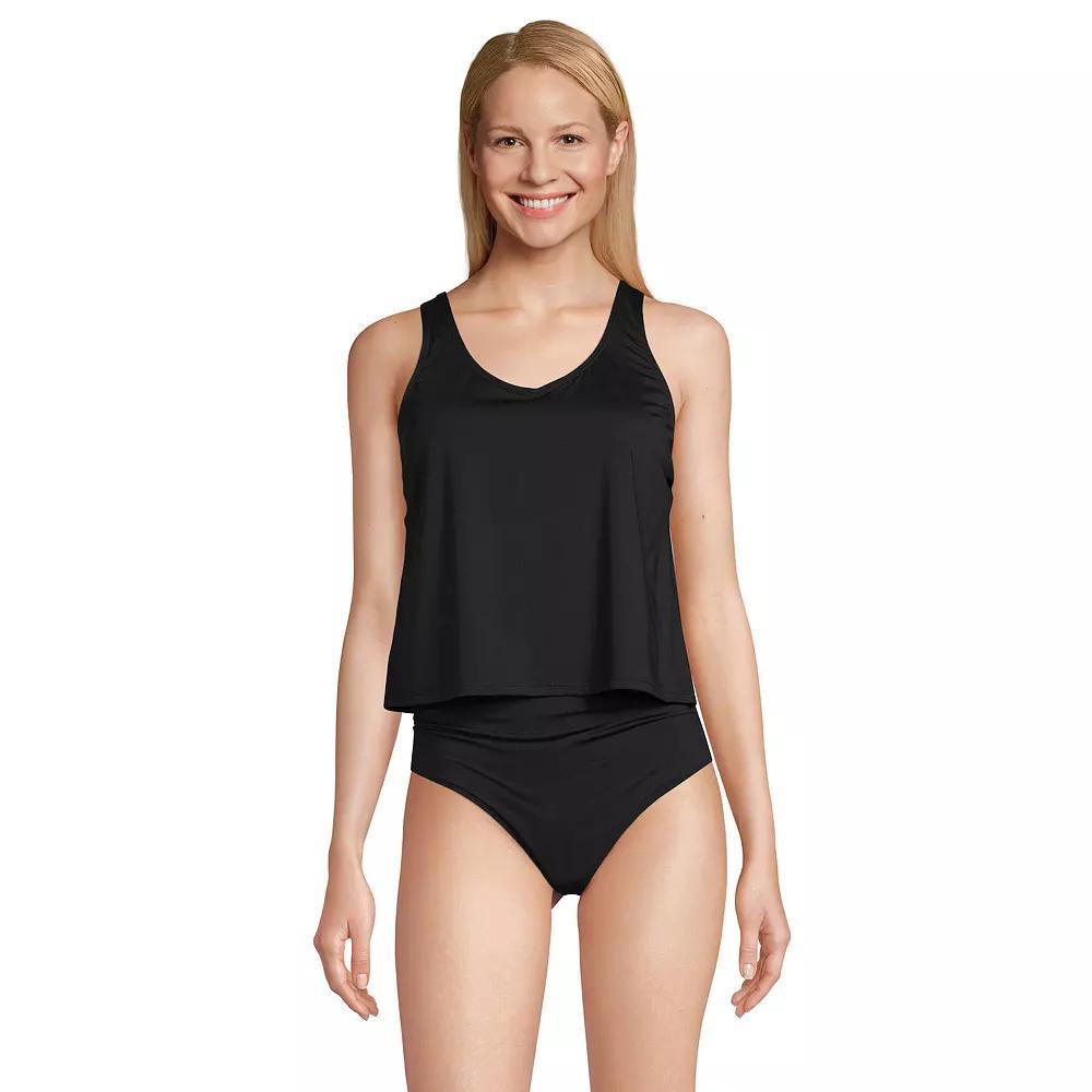 Women's Lands' End Chlorine Resistant V-neck One-Piece Fauxkini Swimsuit, Size: Small, Black Product Image