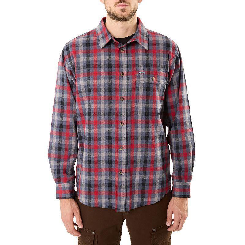 Mens Smiths Workwear Regular-Fit Plaid Two-Pocket Flannel Button-Down Shirt Grey Red Product Image