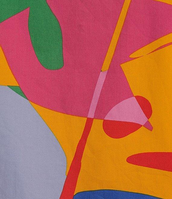 Sugarlips Plus Size Tropical Abstact Printed Flutter Sleeve Poplin Top Product Image